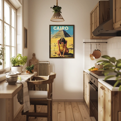 Cairo Egypt Pyramid Desert Woman Vintage Travel Poster