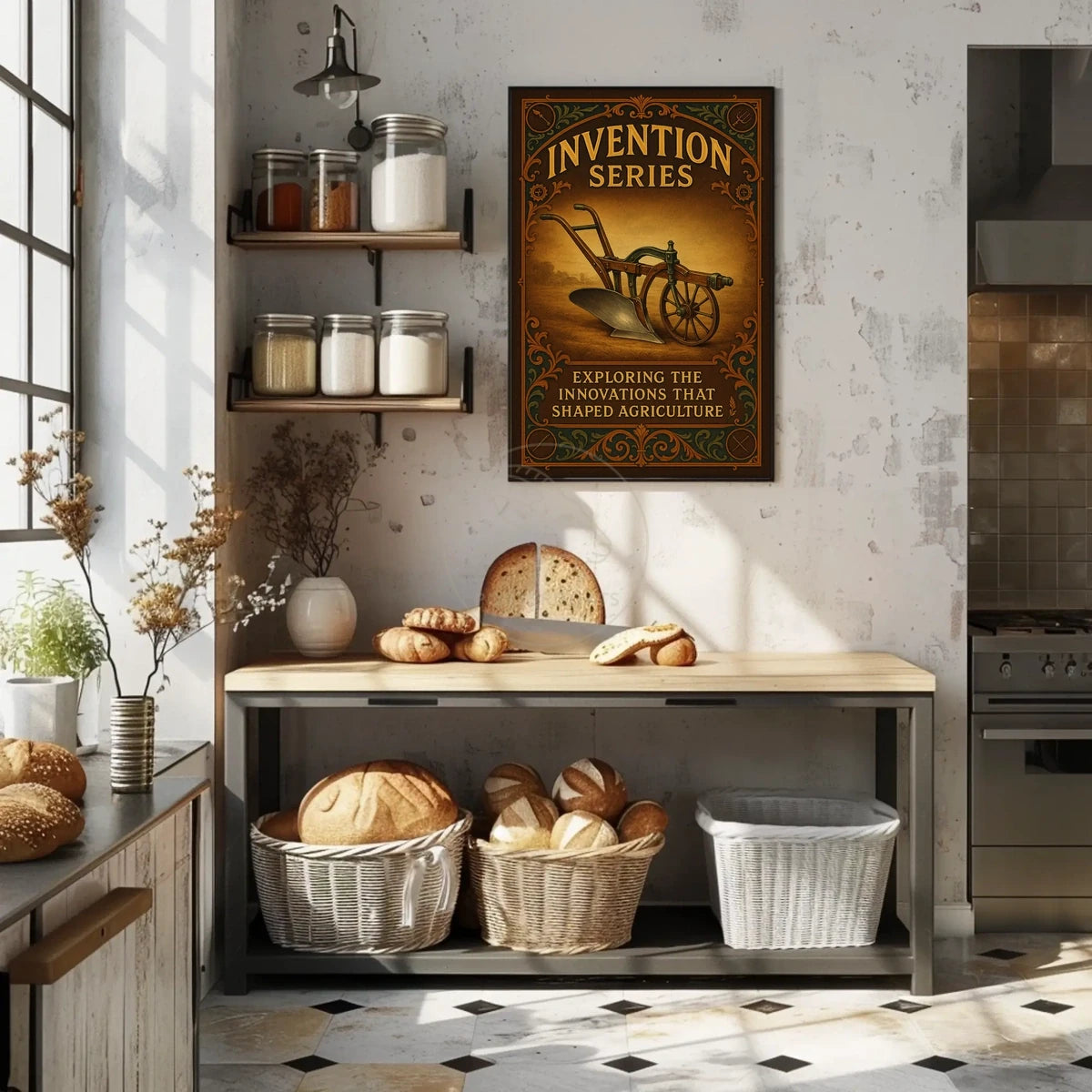 Historical Innovations in Agriculture: Vintage Educational Poster