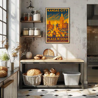 Kansas City Plaza In Gold Poster