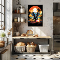 Elephant Paradise At Sunset Poster