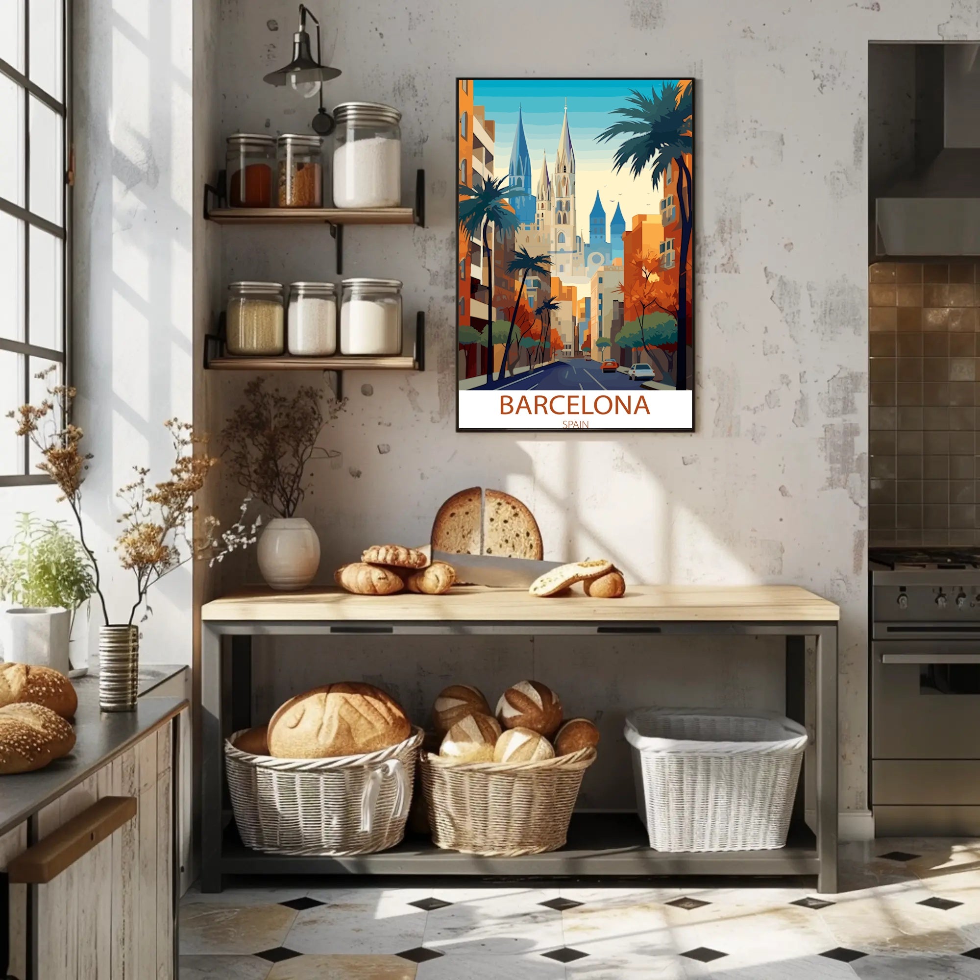 Barcelona Vibrant Cityscape Urban or Cityscape Poster