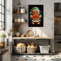 Cheerful Gingerbread Elf Holiday Poster for Christmas