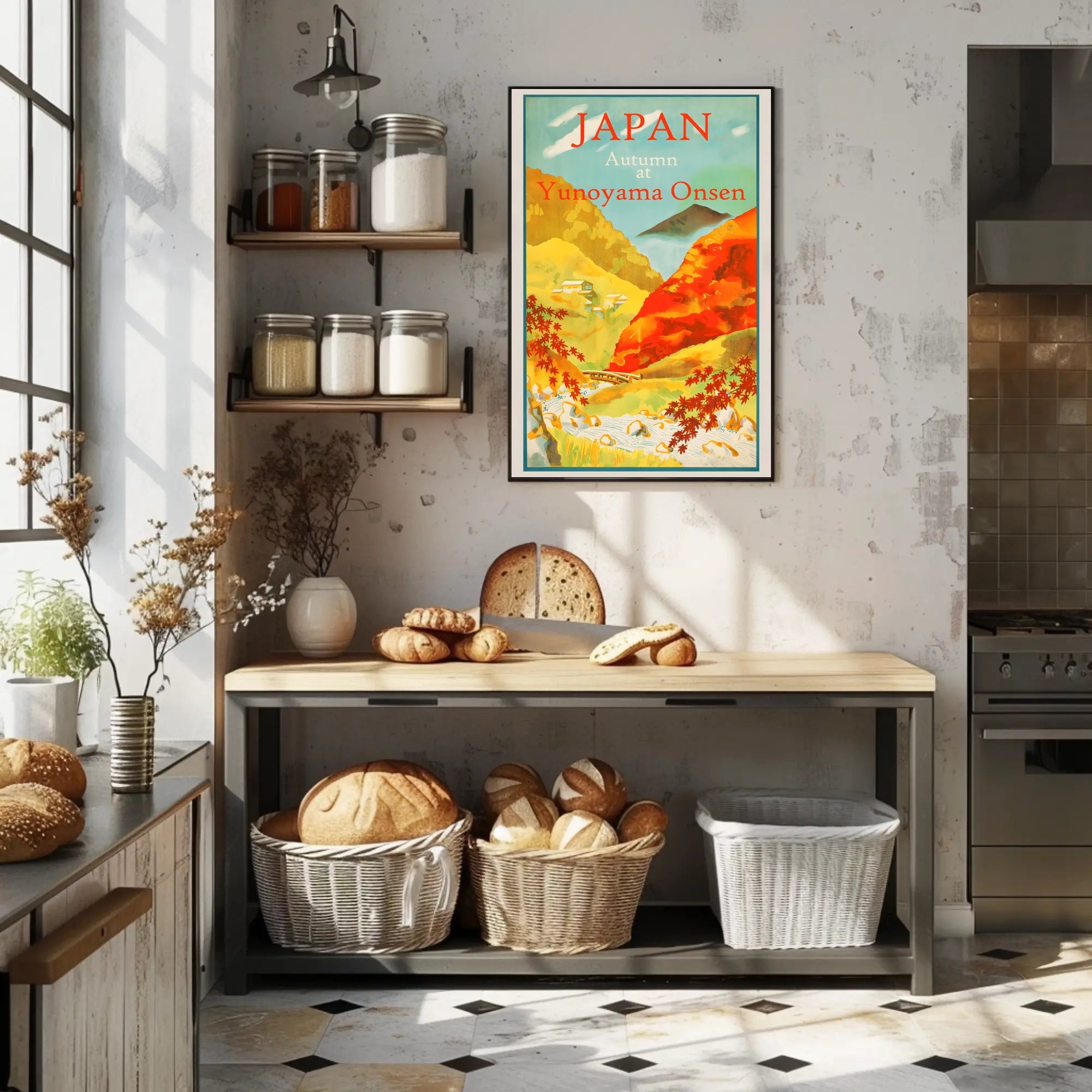 Yunoyama Onsen Travel Poster Celebrates Japanese Autumn Scenery
