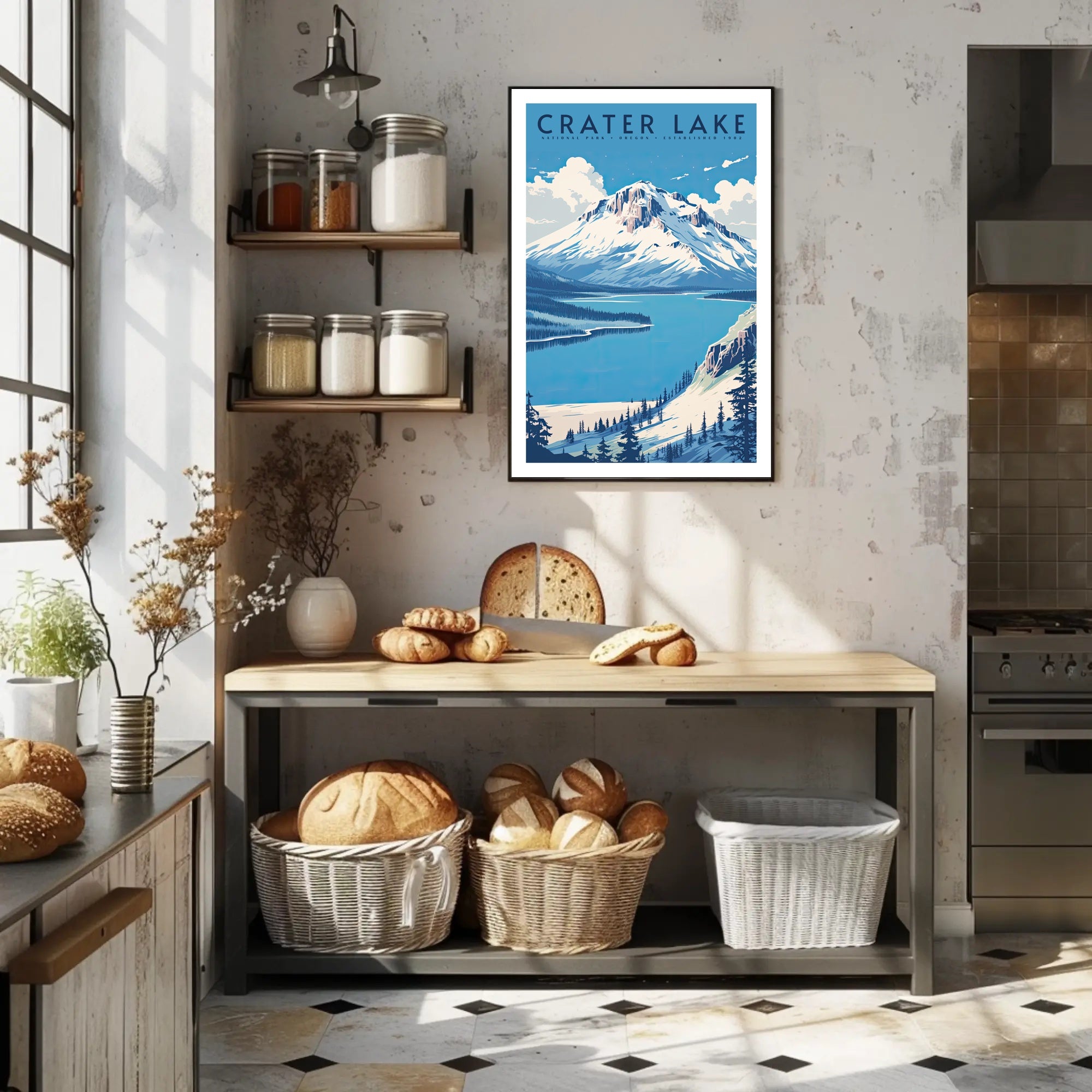 Crater Lake National Park Travel Poster Scenic Print