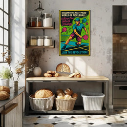 Pickleball Revolution: Vibrant Retro Sports Poster PosterGoat