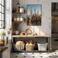 New York City Landmarks Skyline Poster Modern Wall Art