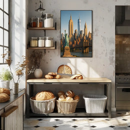 New York City Landmarks Skyline Poster Modern Wall Art