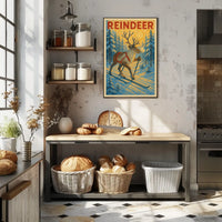 Reindeer On Skis Poster