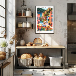 Portofino Flower Market Poster PosterGoat