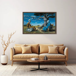 Surreal Desert Conversation with Human-Nature Elements Fantasy Poster