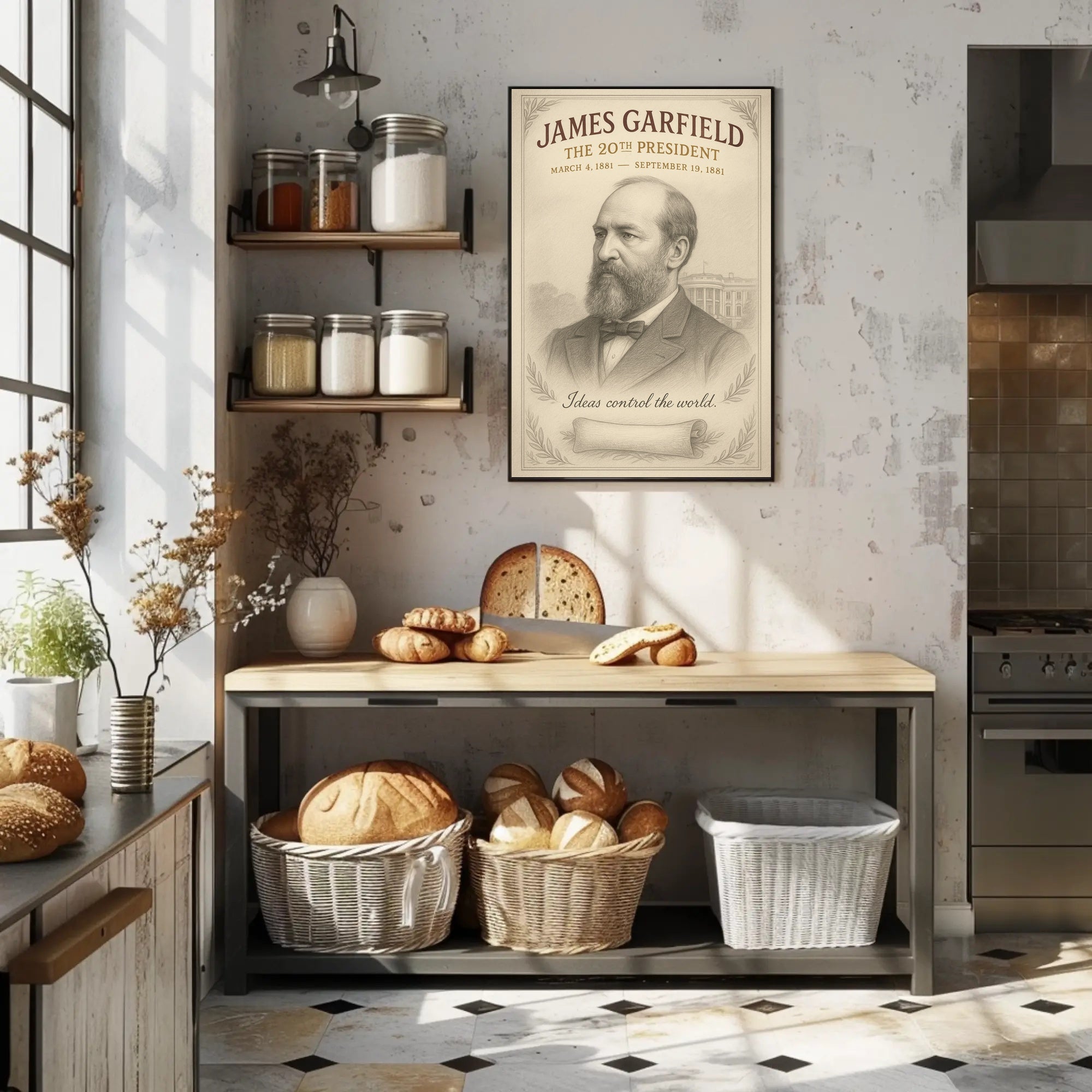 James Garfield 20th President Sketch Poster Art Print PosterGoat