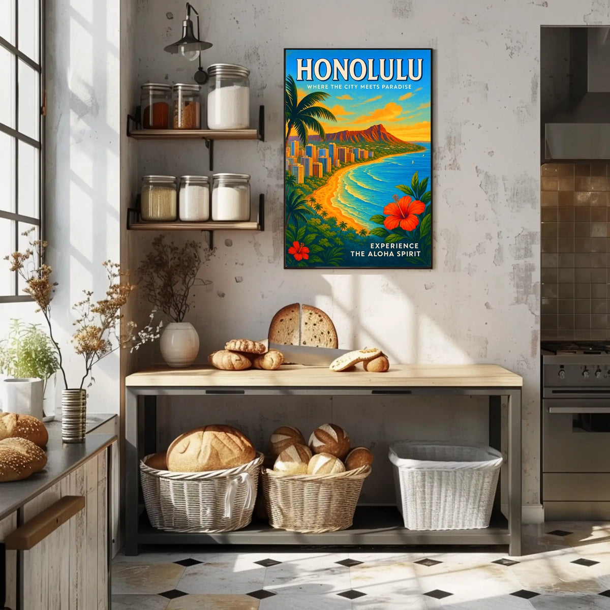 Honolulu Where the City Meets Paradise Poster