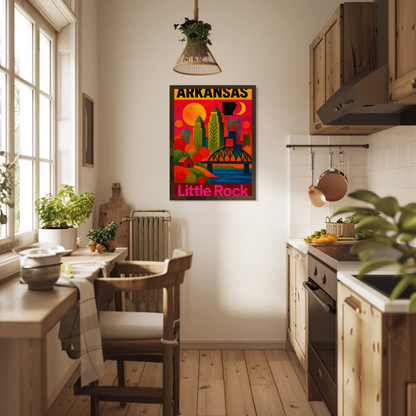 Arkansas Little Rock Skyline Vintage Travel Poster Art