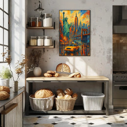 New York City Icons Landmarks Poster Abstract Wall Art