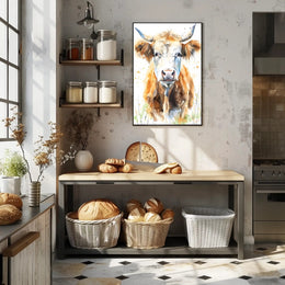 Cow Watercolor Wall Art Poster Rustic Farmhouse Print