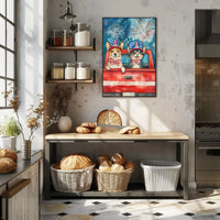 Original Handpainted Watercolor Dog And Cat Artwork Poster