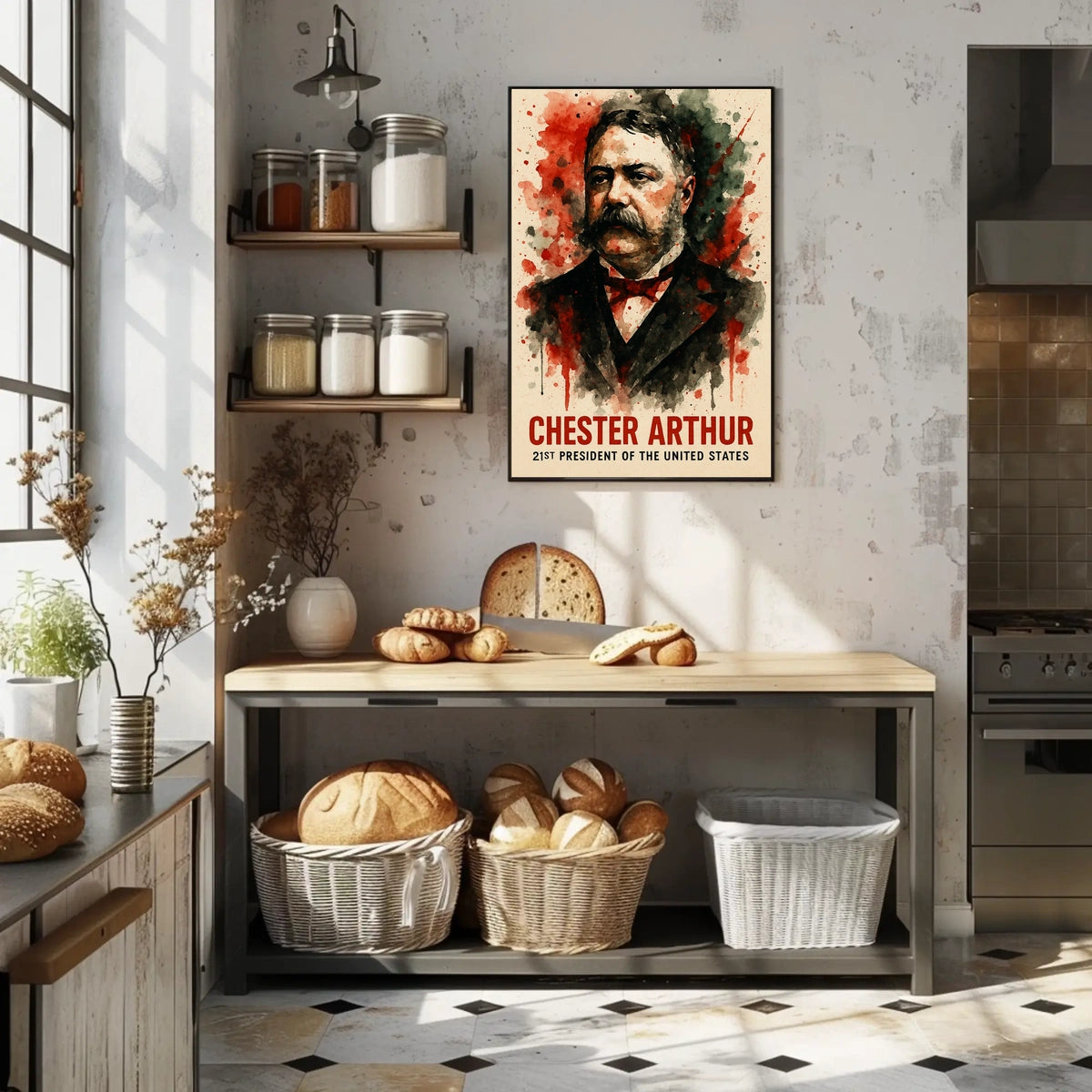 Chester Arthur Watercolor Art Print Presidential Poster