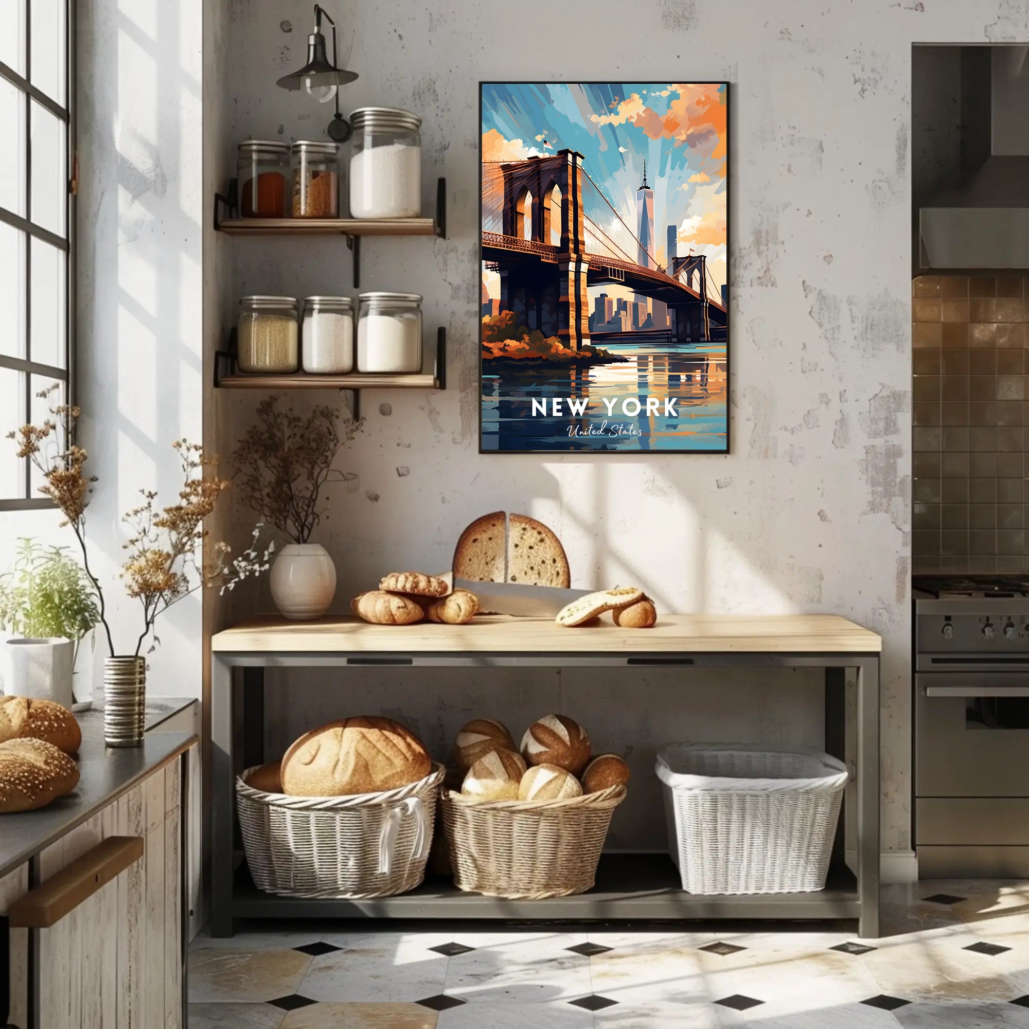 Brooklyn Bridge at Sunset Urban or Cityscape Poster