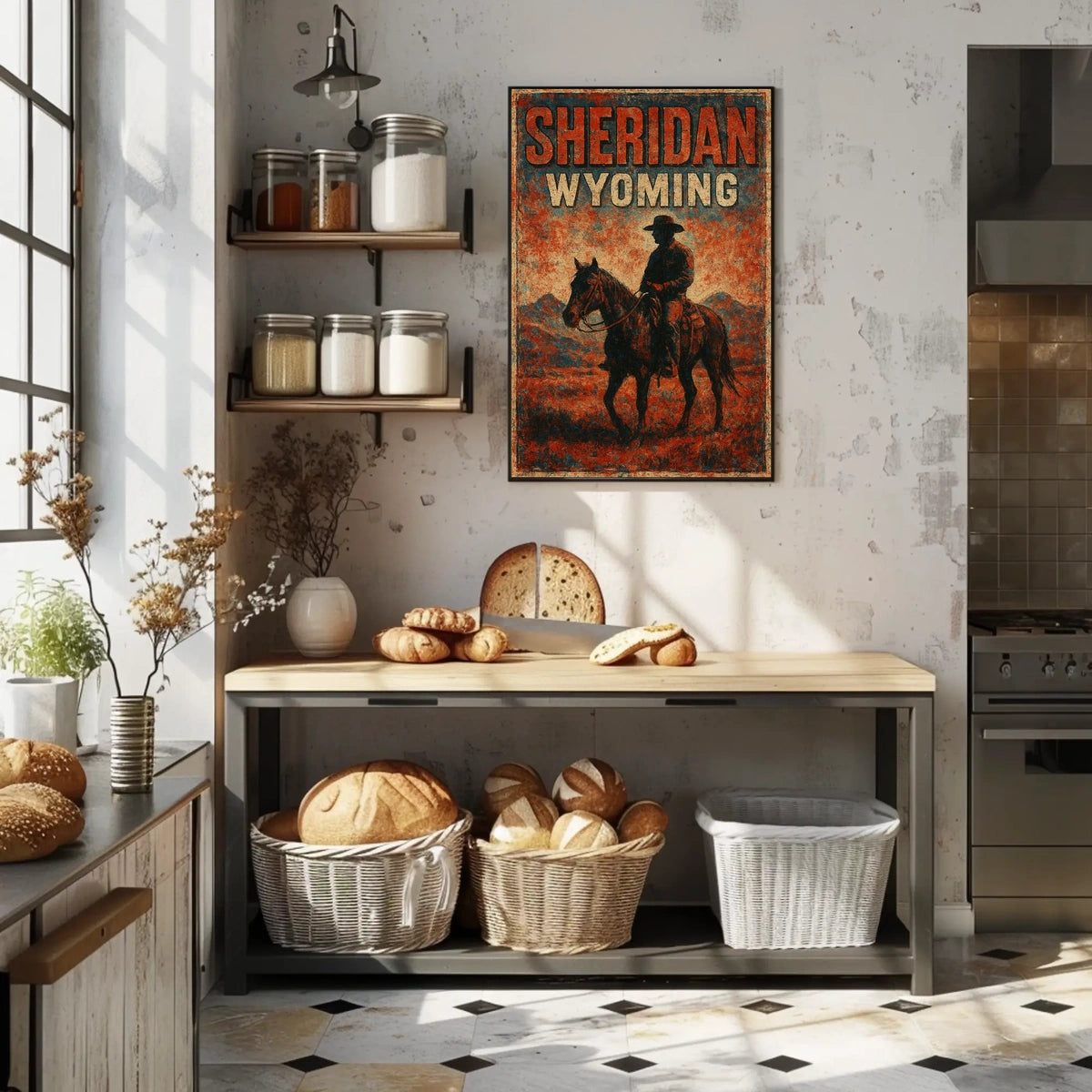 Sheridan Wyoming Cowboy Ride Vintage Travel Poster