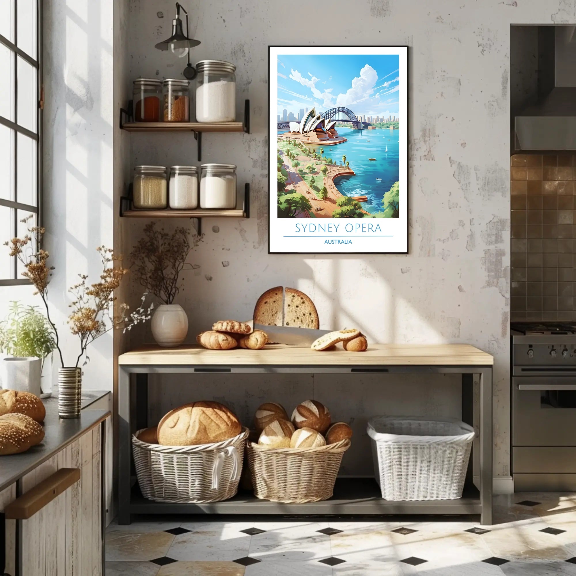 Sydney's Iconic Beauty: Opera House and Bridge Travel Poster