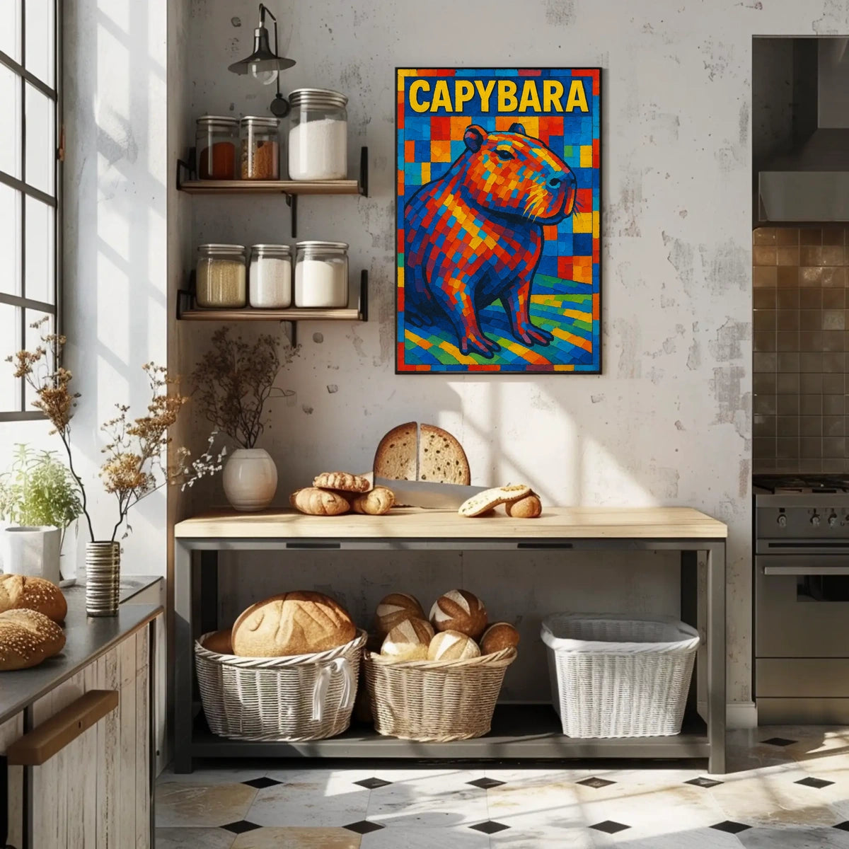 Capybara Mosaic Art Poster