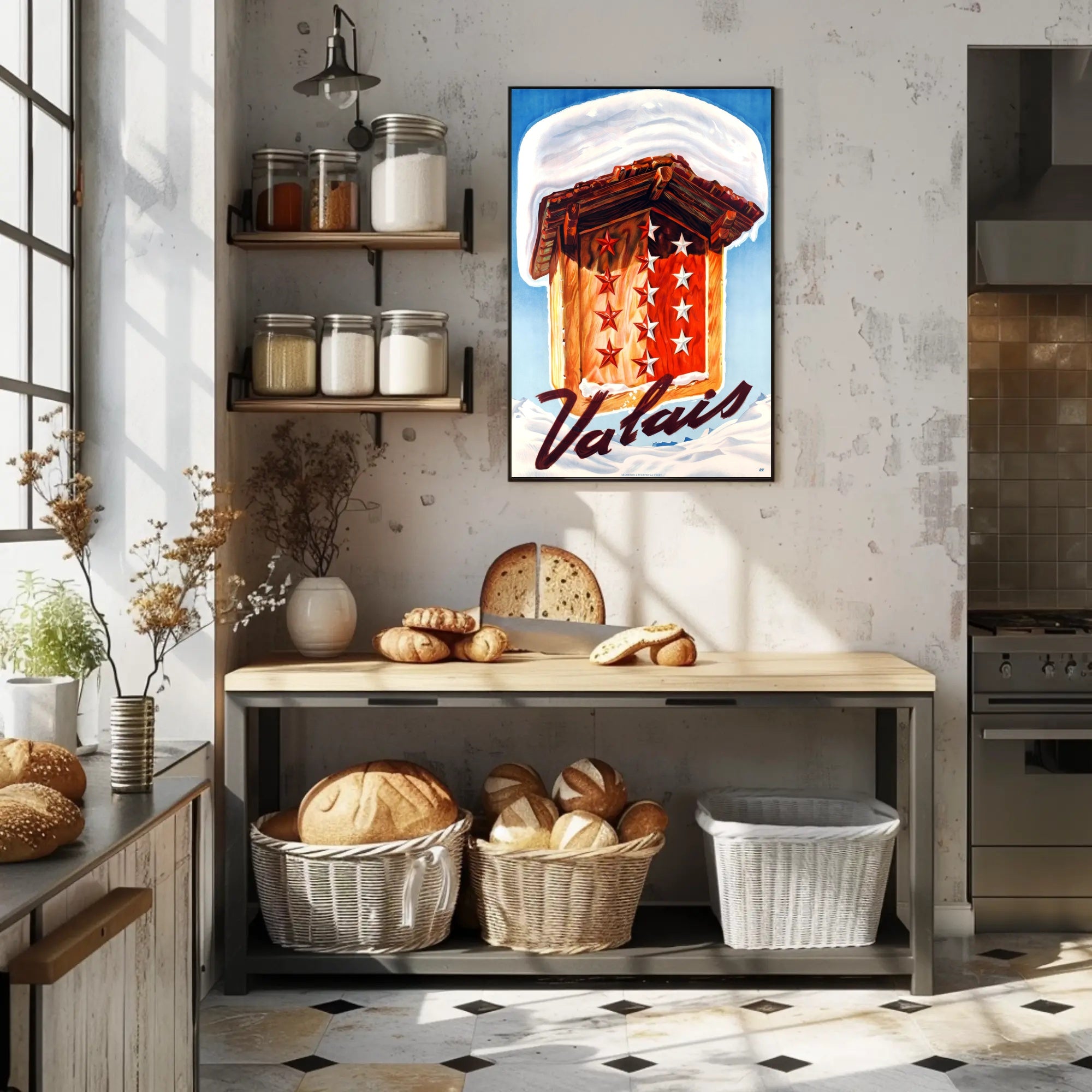 Valais Winter Chalet Art Print Cultural or Heritage Poster PosterGoat