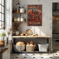 Kansas City Vintage Skyline Collector Poster