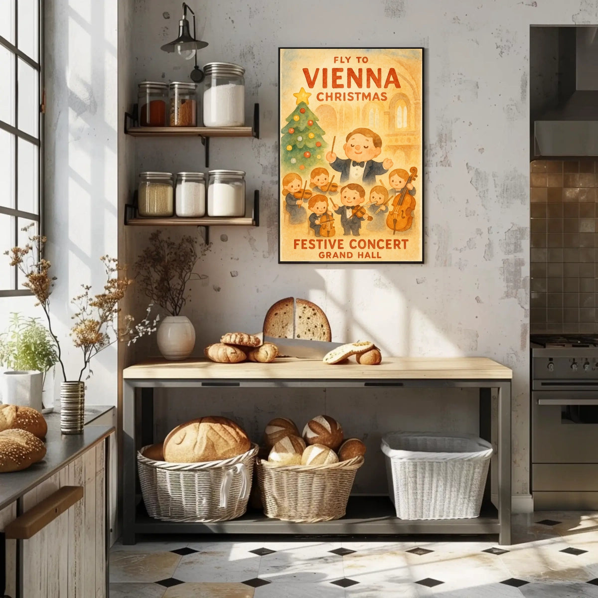 Festive Vienna Christmas Concert in Watercolor Music or Concert Poster