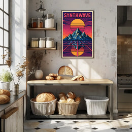 Synthwave Sunset Retro-Futuristic Art Poster