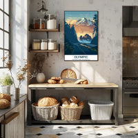 Olympic National Park travel poster with vintage-modern blend