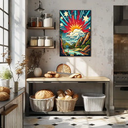 Idyllic Sunrise Vibrance: Artistic and Abstract Landscape Poster