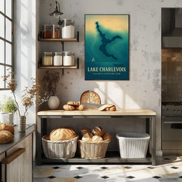 Lake Charlevoix Topographic Travel Poster