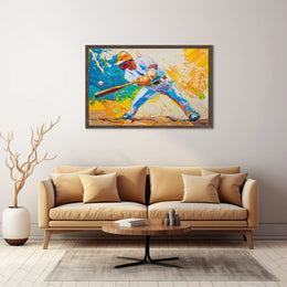 Dynamic Baseball Swing: Vibrant Abstract Sports Art Poster