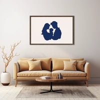 Family Bond Minimalist Blue Silhouette Art Poster