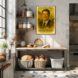 Ronald Reagan 40th President of the United States Vintage Watercolor Poster