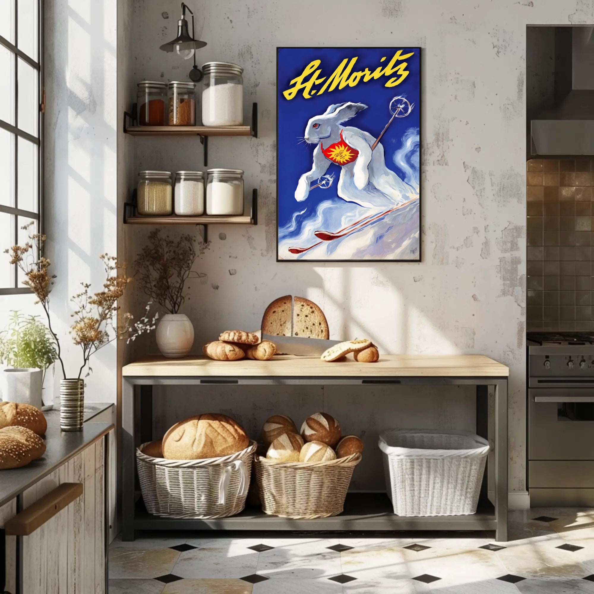 St. Moritz Skiing Poster PosterGoat