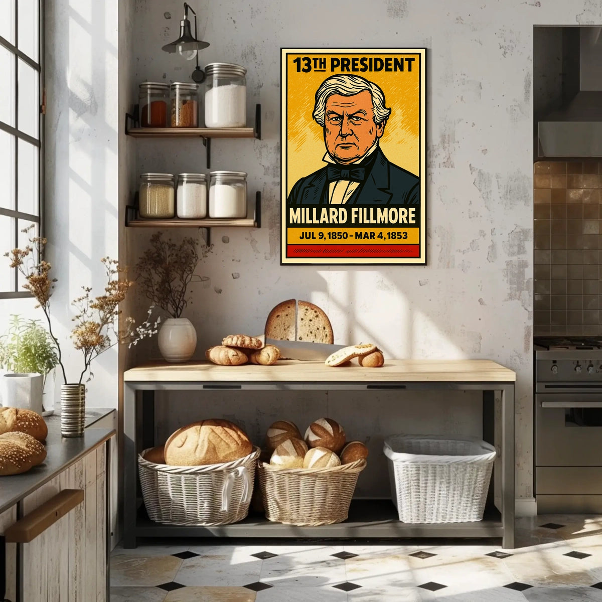 Millard Fillmore 13th President of the United States Inked Comic Style Poster