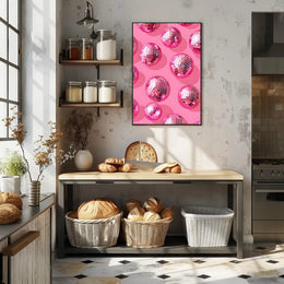 Pink Disco Balls Pattern Art Print - Abstract or Artistic Poster PosterGoat
