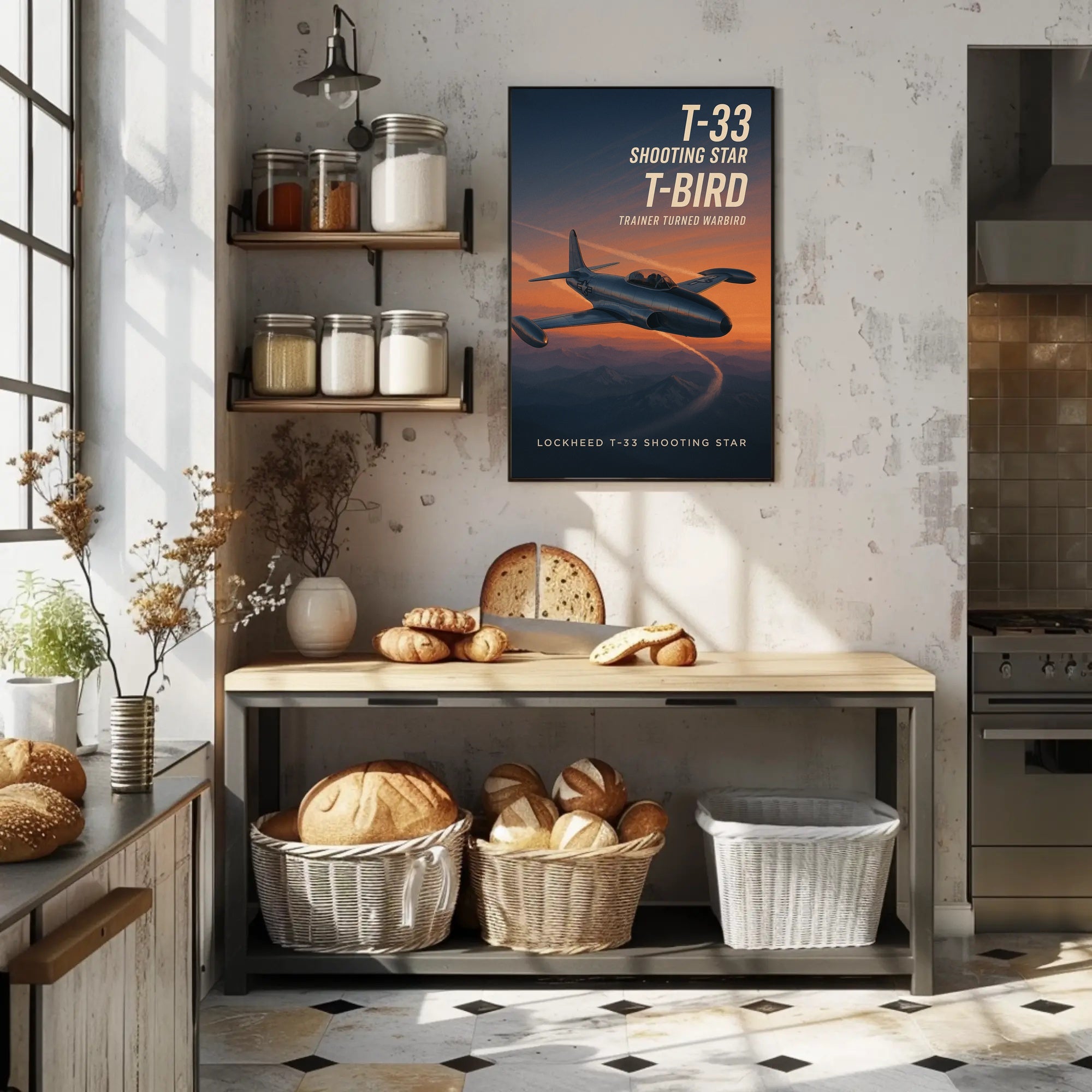 Lockheed T-33 Aircraft Poster: Historical Aviation Art Print