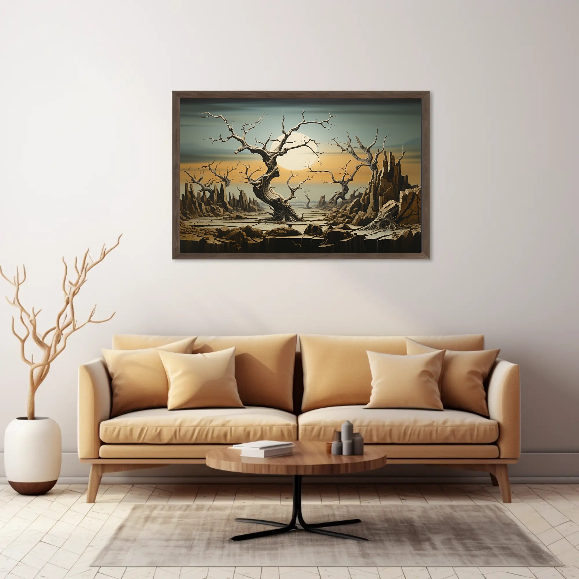 Surreal Landscape with Twisted Trees Futuristic Sci-Fi Poster