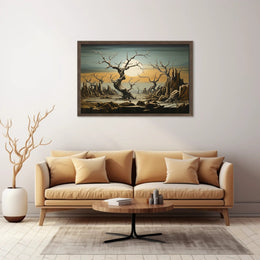 Surreal Landscape with Twisted Trees Futuristic Sci-Fi Poster