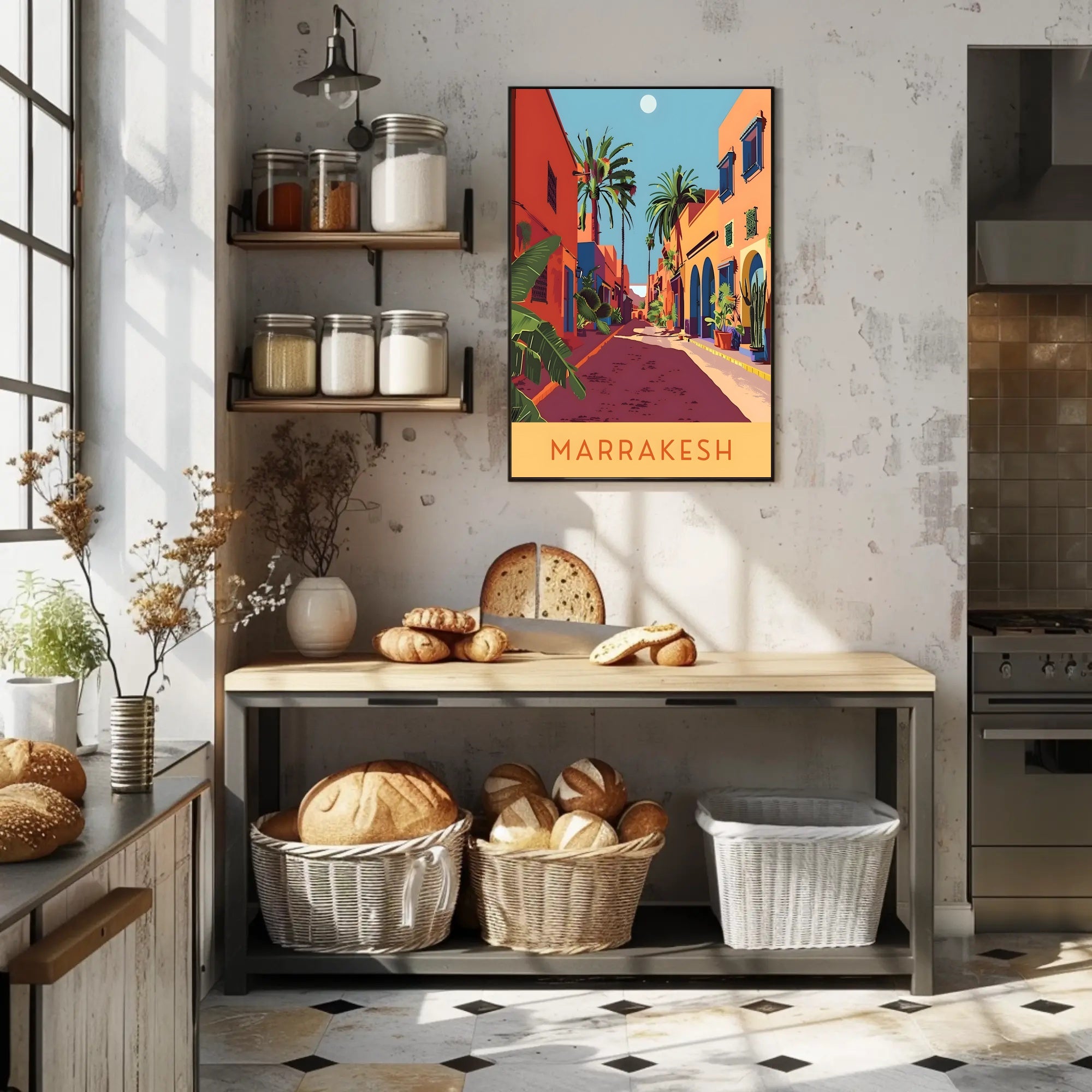 Marrakesh Vintage Vibes Street Scene Travel Poster
