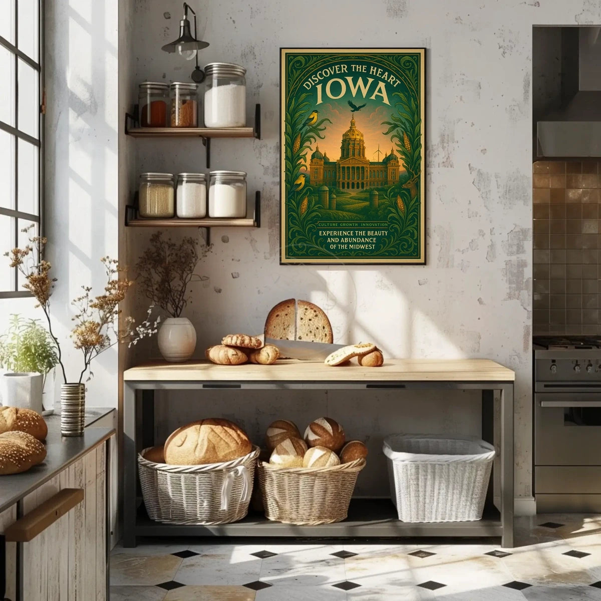 Vintage Iowa Travel Poster: Cultural and Agricultural Richness