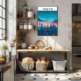 Tokyo Skyline at Sunset Travel Poster
