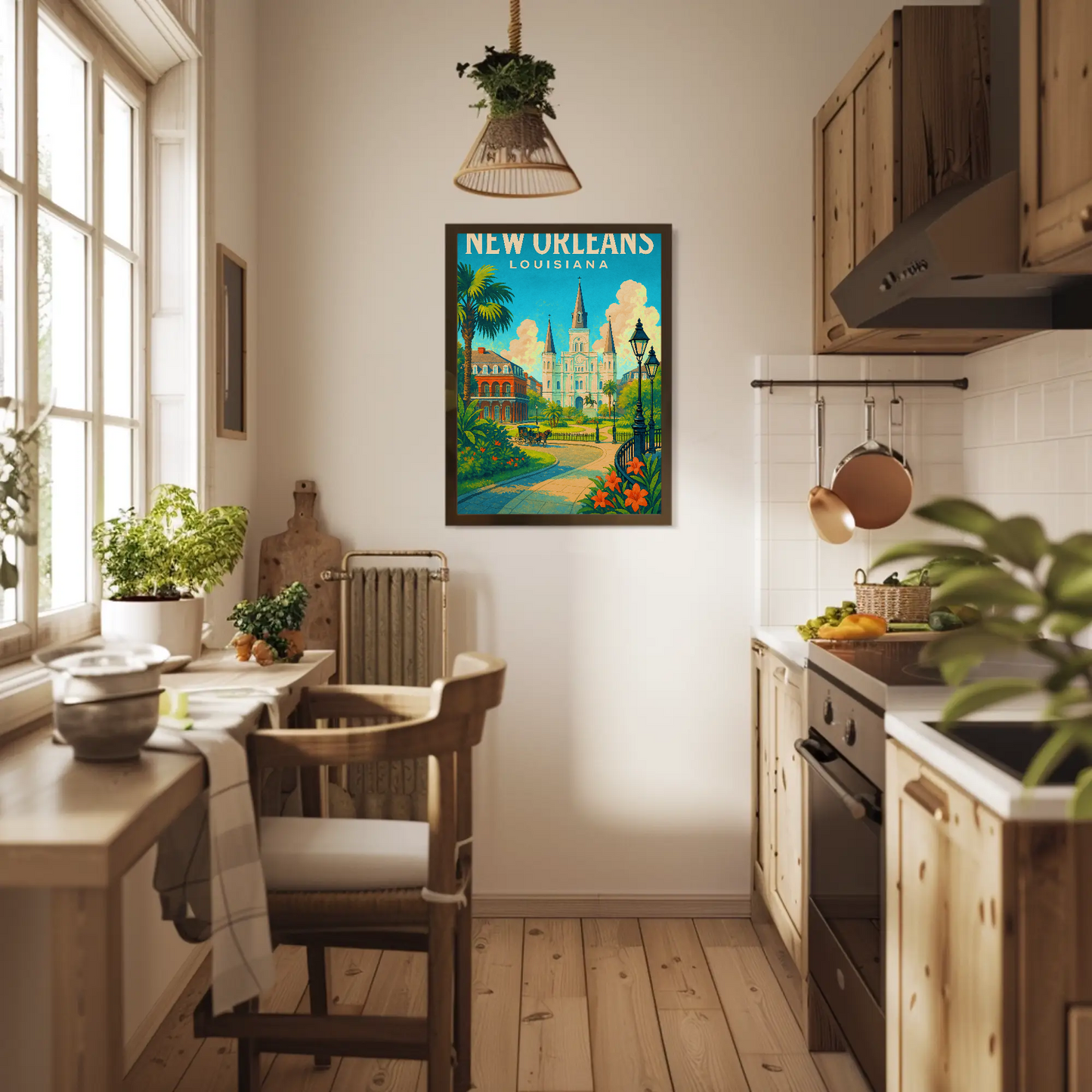 New Orleans Louisiana Cathedral Garden Vintage Travel Poster