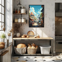 Charming Mediterranean Old Town Scene Travel Poster