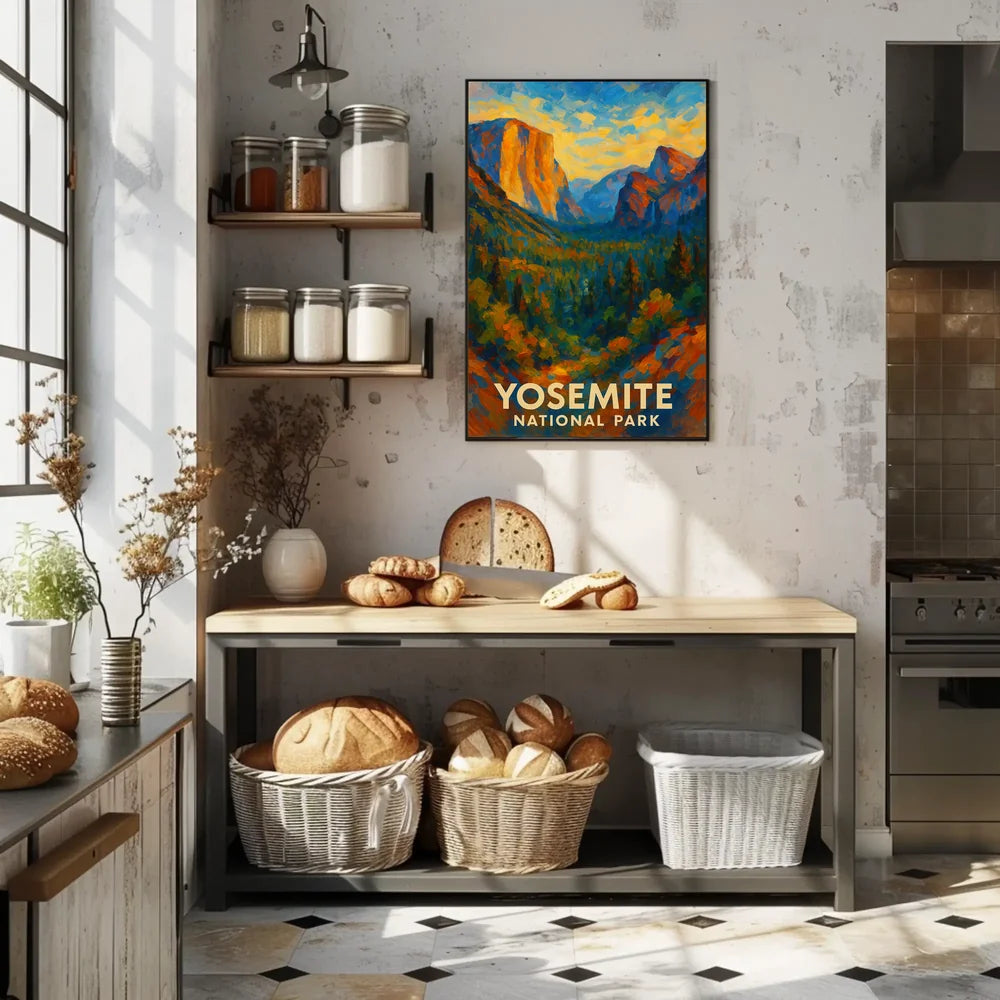 Abstract Yosemite Landscape Poster Vivid for Home Decor