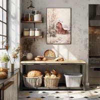 Winter Barn Scene Poster