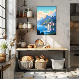 Kotor Coastal View: Mediterranean Travel Poster