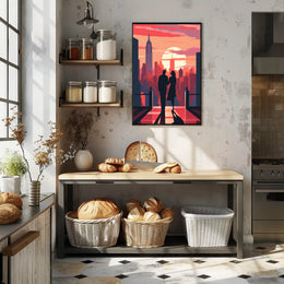 Romantic Skyline Silhouette Poster Classic NYC Wall Art